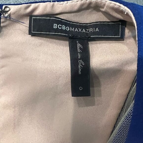 BCBGMaxazria Solie Tulle Insert Cut Out Blue Dress - Picture 5 of 5